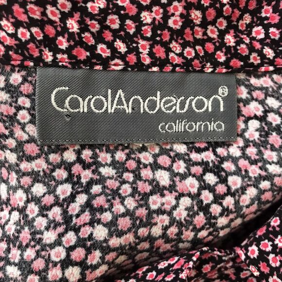 Vintage 90s Pink Black Ditzy Floral Short Sleeve Casual Cinch Waist Mini Dress M - Picture 8 of 8